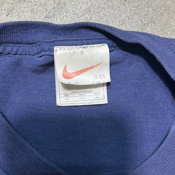 Vintage 90s Nike Center Swoosh Embroidered Tee Mens 2XL Navy Blue Faded Shirt - Picture 3 of 3